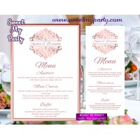 Rose gold menu cards printable,Rose gold wedding menu,(114)